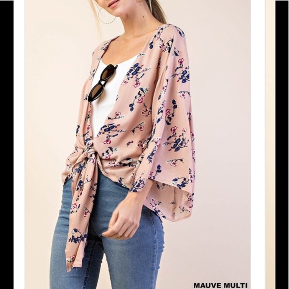 ✨NEW✨Mauve Front Tie Kimono - Picture 3 of 4